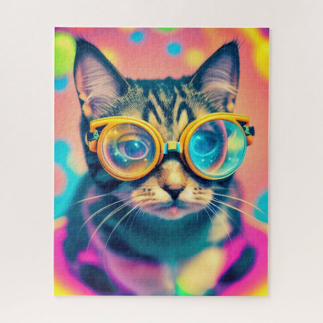 Psychedelic Acid Trip Kitty Cat Puzzle (Vertikal)