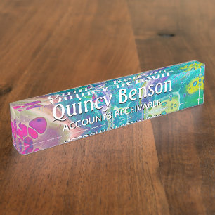 Psychedelic Acrylic Flow Art Desk Namplate Namensplakette