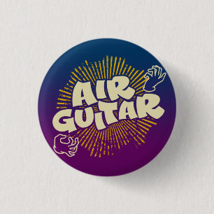 Psychedelic Air Gitarre Retro Flair Pinback Button