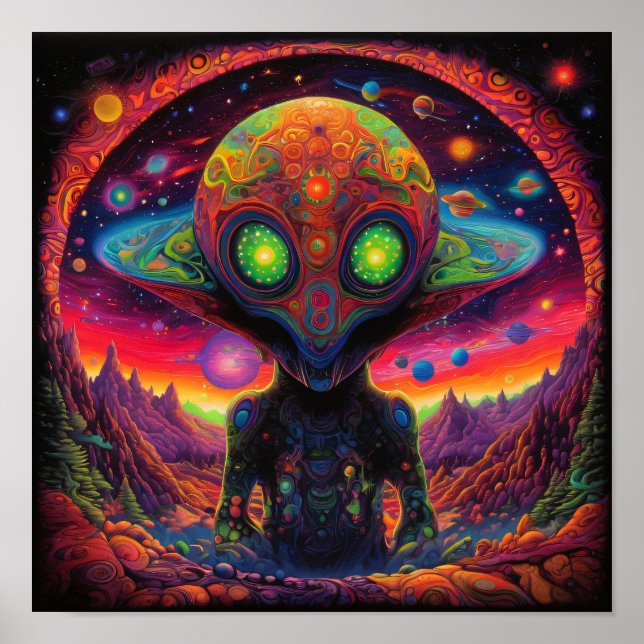 Psychedelic Alien Friend Poster (Vorne)