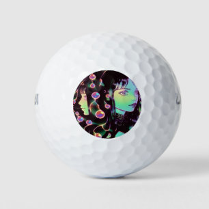 Psychedelic Anime Girl Golfball