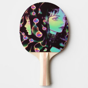 Psychedelic Anime Girl Tischtennis Schläger