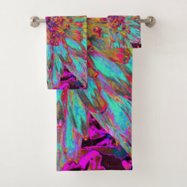 Psychedelic Aquamarin Blue Abstrakt Decorative Dah Badhandtuch Set