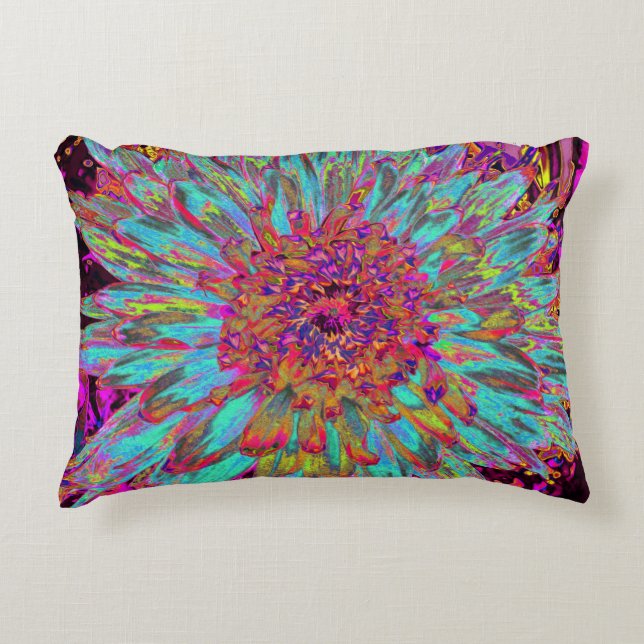 Psychedelic Aquamarin Blue Abstrakt Decorative Dah Dekokissen (Vorderseite)