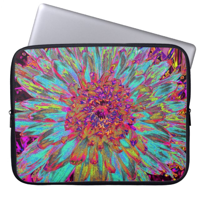 Psychedelic Aquamarin Blue Abstrakt Decorative Dah Laptopschutzhülle (Vorderseite)