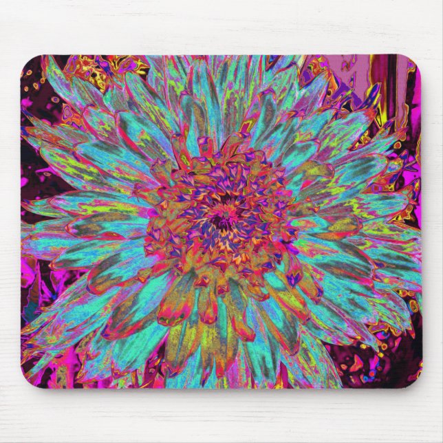 Psychedelic Aquamarin Blue Abstrakt Decorative Dah Mousepad (Vorne)