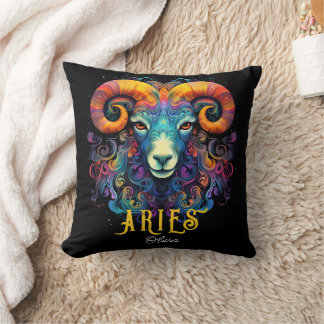 Psychedelic Art Aries Zodiac Name Kissen