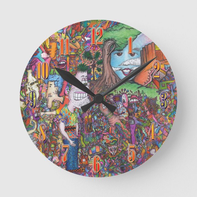 Psychedelic Art Clock Runde Wanduhr (Vorderseite)