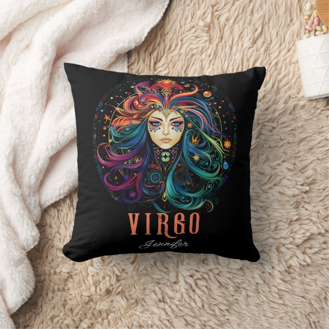 Psychedelic Art Virgo Zodiac Name Kissen (Decke)