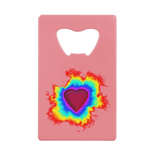 Psychedelic Aura Dual Heart Geldbeutel Flaschenöffner (Vorderseite)