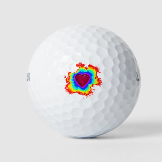 Psychedelic Aura Dual Heart Golfball (Vorderseite)