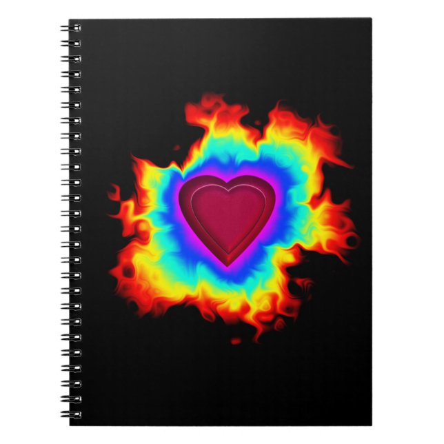 Psychedelic Aura Dual Heart Notizblock (Vorderseite)