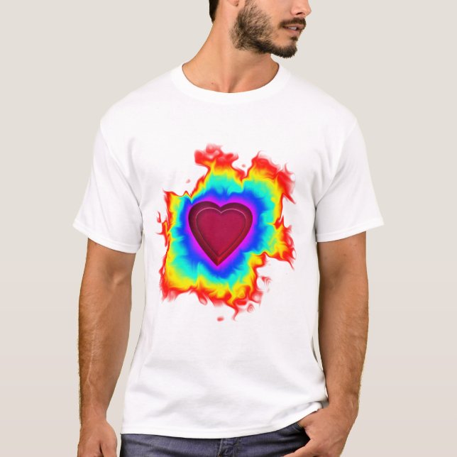 Psychedelic Aura Dual Heart T-Shirt (Vorderseite)