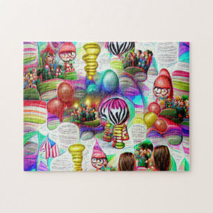 Psychedelic Balloons Willkommen Zuhause Jigsaw Puz Puzzle