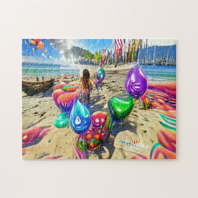 Psychedelic Balloons Willkommen Zuhause Jigsaw Puz Puzzle (Horizontal)