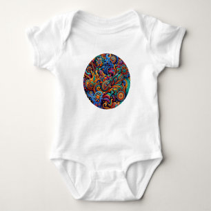 Psychedelic Batik Gitarre Kunstfarbenfrohe Retro M Baby Strampler