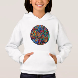 Psychedelic Batik Gitarre Kunstfarbenfrohe Retro M Hoodie