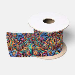 Psychedelic Batik Gitarre Kunstfarbenfrohe Retro M Satinband