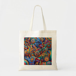 Psychedelic Batik Gitarre Kunstfarbenfrohe Retro M Tragetasche