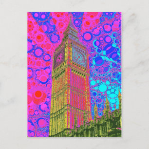 Psychedelic Big Ben Postcard Postkarte
