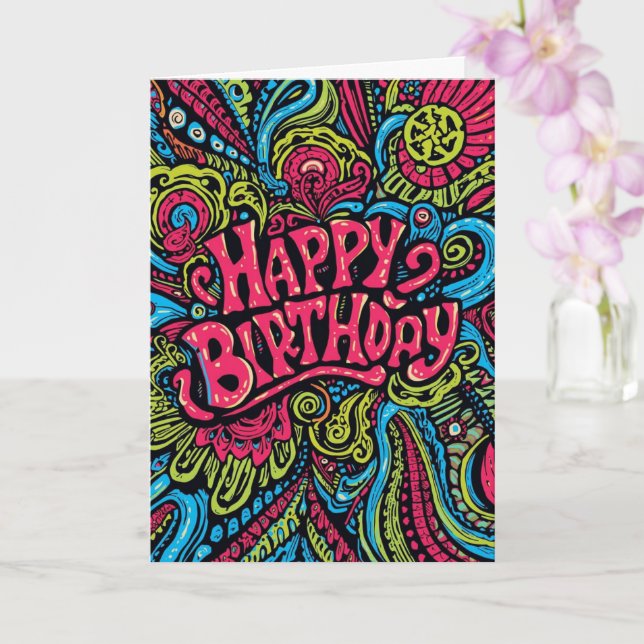 psychedelic birthday card karte (Orchidee)