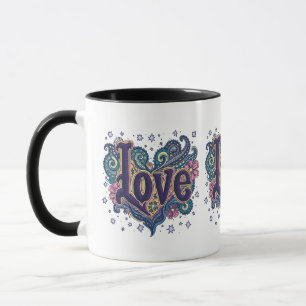 Psychedelic Boho Liebe Letting mit floraler Akzent Tasse