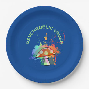 Psychedelic Boho Retro Party Amanita Mushroom Pappteller