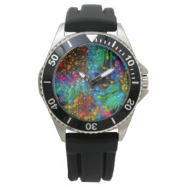 Psychedelic Bubble Burst Abstrakt Daisies Armbanduhr