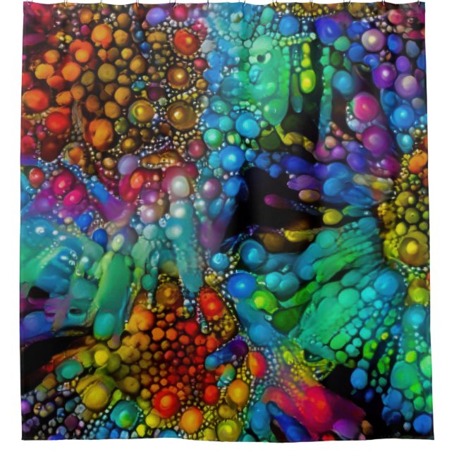 Psychedelic Bubble Burst Abstrakt Daisies Duschvorhang (Vorderseite)