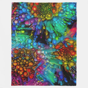 Psychedelic Bubble Burst Abstrakt Daisies Fleecedecke