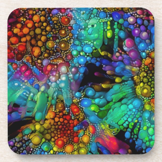 Psychedelic Bubble Burst Abstrakt Daisies Getränkeuntersetzer (Vorderseite)