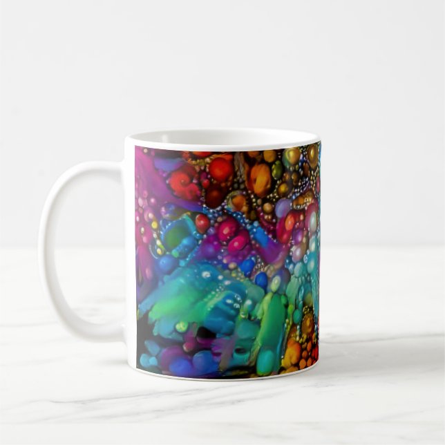Psychedelic Bubble Burst Abstrakt Daisies Kaffeetasse (Links)