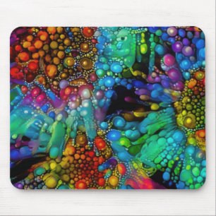Psychedelic Bubble Burst Abstrakt Daisies Mousepad