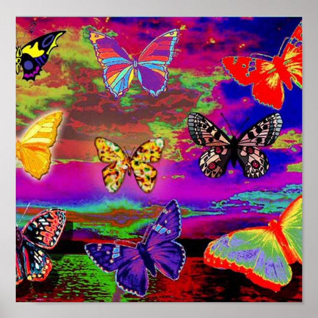 Psychedelic Butterflies Poster (Vorne)