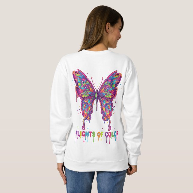 "Psychedelic Butterfly T-Shirt – Trippy Nature Sweatshirt (Schwarz voll)