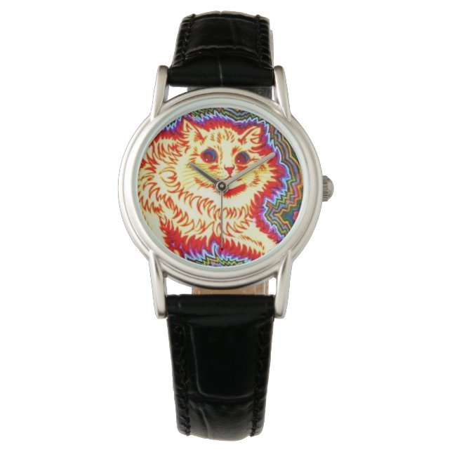 Psychedelic Cat Armbanduhr (Vorderseite)