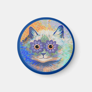 Psychedelic Cat, by Louis Wain, Button Keychain Ma Magnet