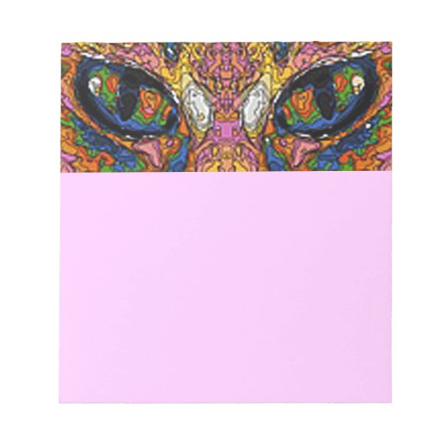 Psychedelic Cat Eyes Notepad Notizblock (Vorderseite)
