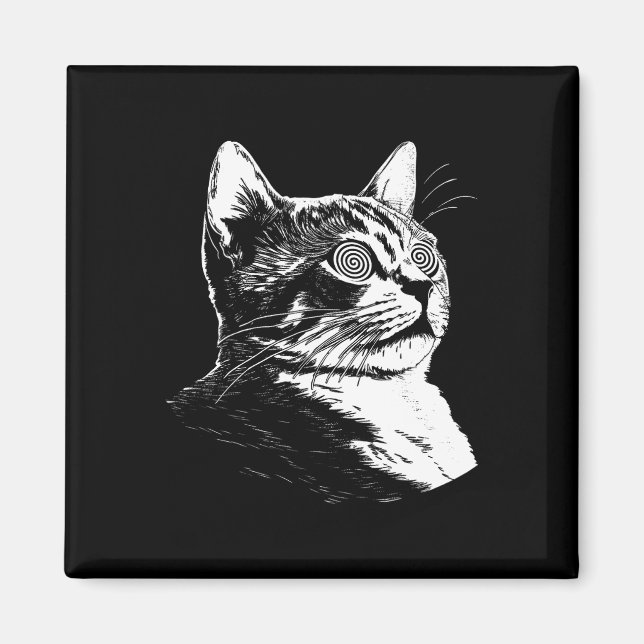 Psychedelic Cat Festival Edm Trippy Illusion Kitty Magnet (Vorne)