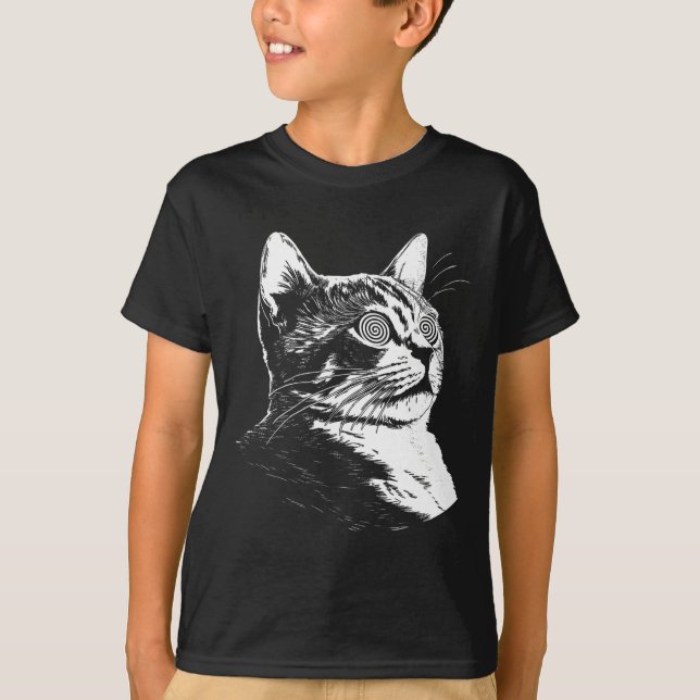 Psychedelic Cat Festival Edm Trippy Illusion Kitty T-Shirt (Vorderseite)