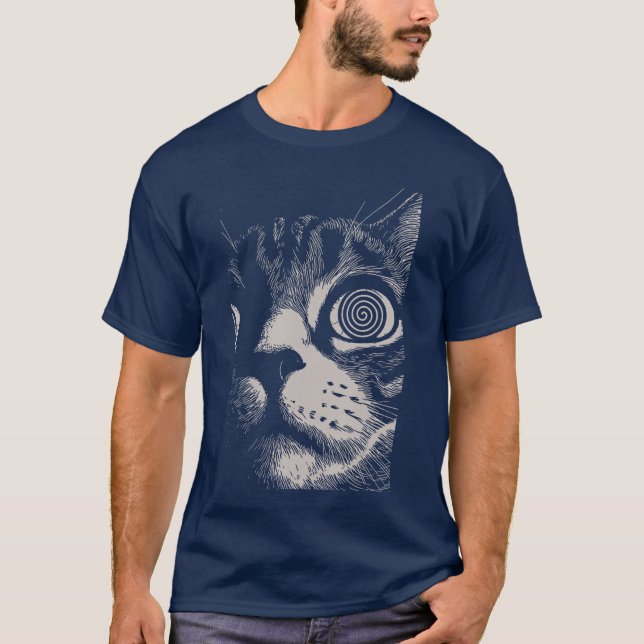 Psychedelic Cat Gothic Art Funny Cat Gifts For Men T-Shirt (Vorderseite)