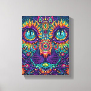 Psychedelic Cat Leinwanddruck