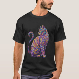 Psychedelic Cat Rainbow Colors Vibranic Art Frakta T-Shirt