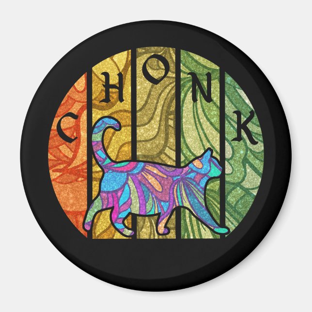 Psychedelic Cat - Trippy Feline Art Magnet (Vorne)