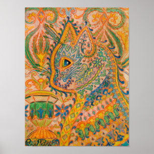 Psychedelic Cat von Louis Wain Poster