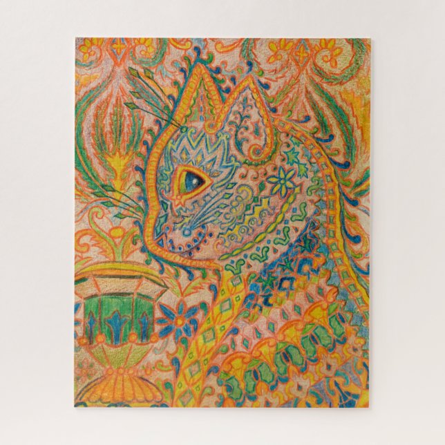 Psychedelic Cat von Louis Wain Puzzle (Vertikal)