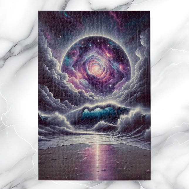 Psychedelic Celestial Rainy Beach Landscape Puzzle (Von Creator hochgeladen)