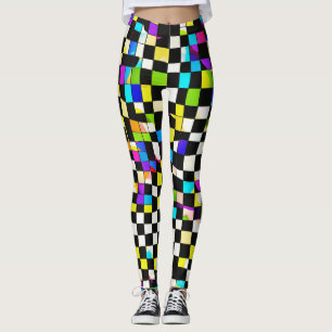 "Psychedelic Checkmate: Trippy Checkered Leggings" Leggings
