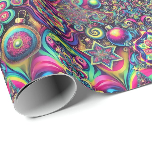 Psychedelic Christmas Wrapping Paper Geschenkpapier (Rolleneckpunkt)