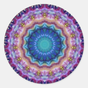 PSYCHEDELIC CIRCLES blue turquase pink violett Runder Aufkleber